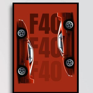 Supercar Posters/Car Posters/Wall Posters/Wall Art/Ferrari F40/Ferrari Posters/Room Decor/Ferrari F40 Posters
