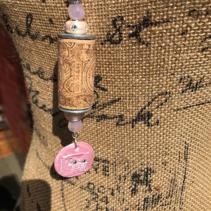 Pink Wine Cork and Owl Pendant image 2