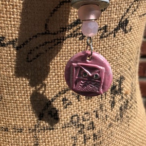 Pink Wine Cork and Owl Pendant image 3