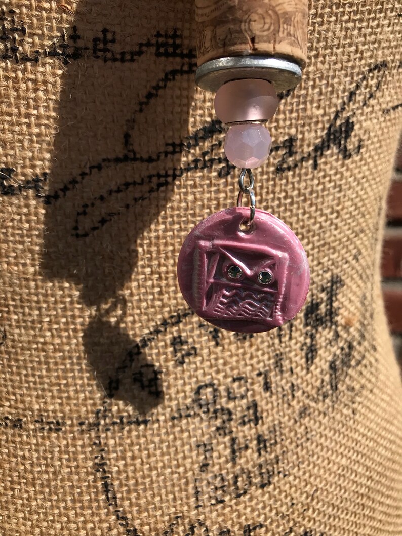 Pink Wine Cork and Owl Pendant image 3