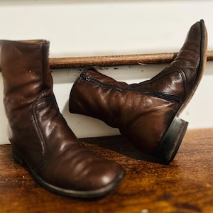 靴 1970s Unknown Side zip up Boots Size 8.5 1970's Leather Boots Zip up Mens - Etsy Israel