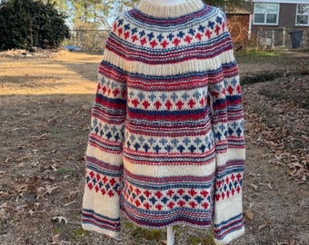Icelandic Fair Isle Heirloom Quality Hand Made Wool Pullover Sweater Ladies Medium