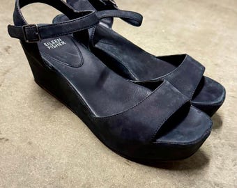 Eileen Fisher Black Suene Platform Sandals Size 8