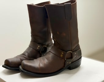 Vintage 90s 00s Frye Motorcycle Boots Harness Engineer Distressed