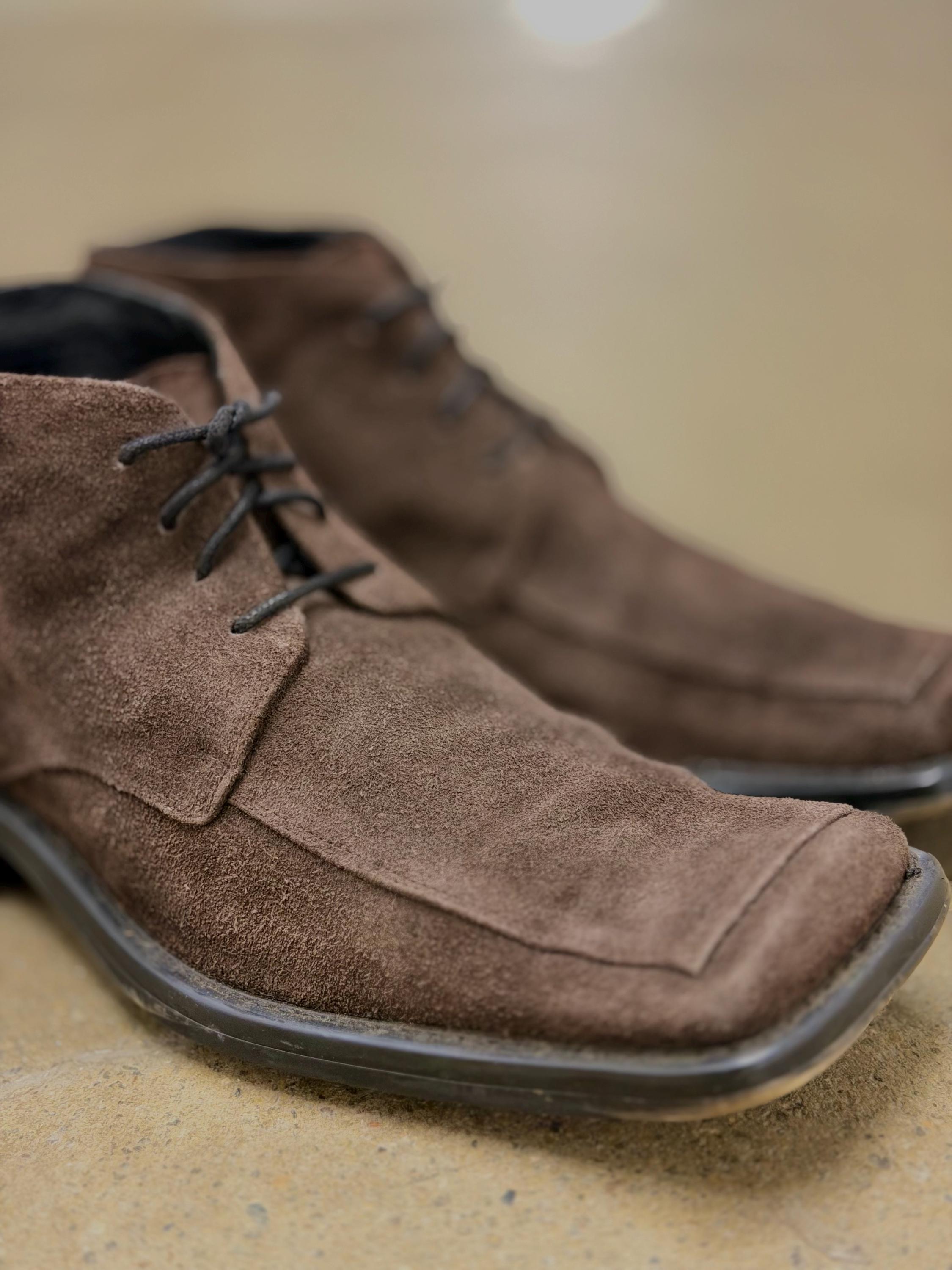 Bardelli Beverly Hills Square Toe Chocolate Suede Oxfords 