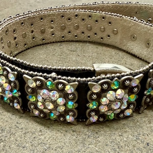 Ceinture En Cuir Vachette Véritable Boucle Aigle Laiton - Taille ~106-114 Cm - Occasion TBE