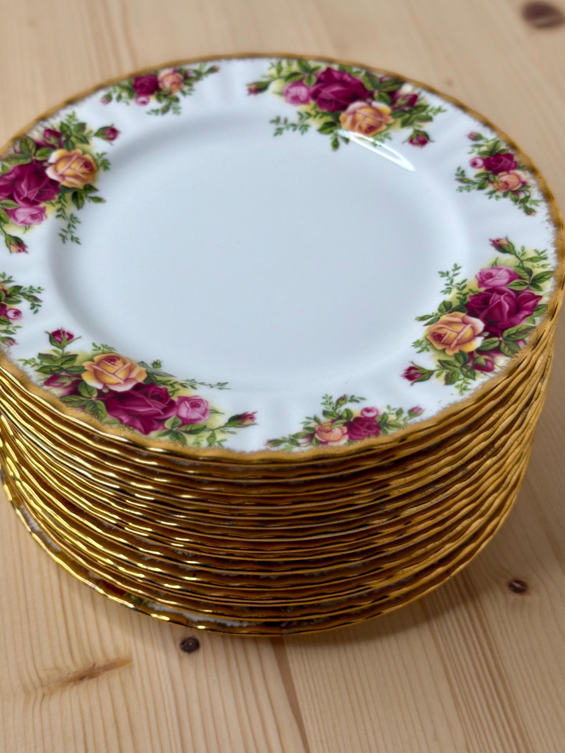 M♦美品　 　 OldCountryRoses 　プレート Set of 8 Old Country Rose Serving China - Etsy