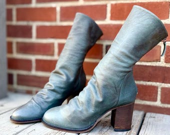 Slouchy Free People Booties w/Stacked 4” Heel Size 41