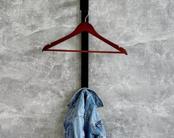 Modern Metal Wall Hook Rack, Black Coat and Hat Hanger with Shelf, Wall Mounted Storage for Entryway & Hallway Décor