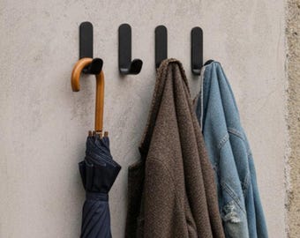 Set of Metal Wall Hooks, Minimalist Coat and Bag Hooks, Modern Entryway Organizer for Jackets & Accessories