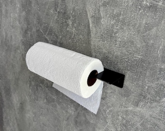 Portarrollos de papel higiénico de pared, de metal negro, para cocina o baño
