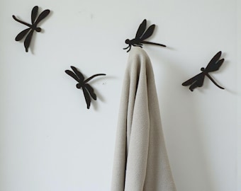 Dragonfly Wall Hooks - Metal Hooks for Coats, Towels & Keys