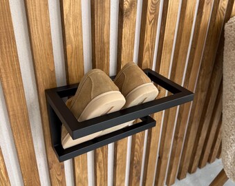 Rangement à chaussures en métal noir, support mural pour baskets et chaussons