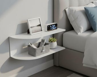 White Floating Bedside Shelf - Wall Nightstand