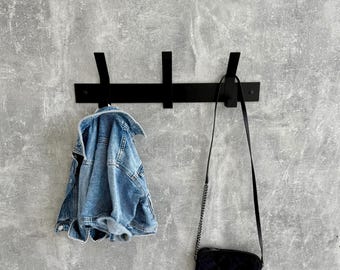 Wall Mounted Hanger, Metal Rack with Hooks for Coats, Bags & Keys