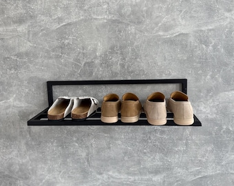 Wall Mounted Shoe Rack, Modern Steel Shoe Shelf Organizer for Entryway, Minimalist Floating Shoe Storage