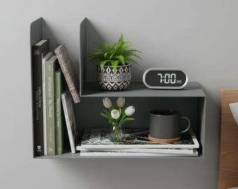 Metal Floating Bedside Shelf - Wall-Mounted Nightstand for Books & Essentials