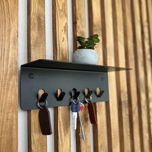 Metal Key Holder for Wall, Black Key Rack with Hooks, Metal Wall Hook, Entry Path Organizer, Modern Key Hanger