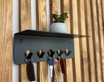 Metal Key Holder for Wall, Black Key Rack with Hooks, Metal Wall Hook, Entry Path Organizer, Modern Key Hanger