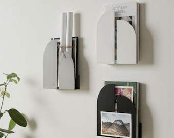 Wall Magazine Holder - Metal File Organizer for Home Office & Entryway