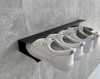 Schuhregal aus schwarzem Metall, zur Wandbefestigung für Turnschuhe und Hausschuhe