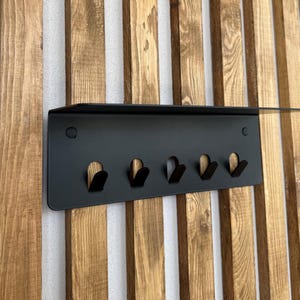 Wall Mounted Metal Key Holder with Shelf, Modern Entryway Organizer, Minimalist Key Hooks and Rack for Home or Office