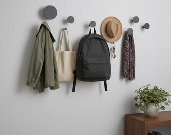 Ganchos de pared redondos para abrigos, bolsos y mochilas - Juego de perchas metálicas para entrada