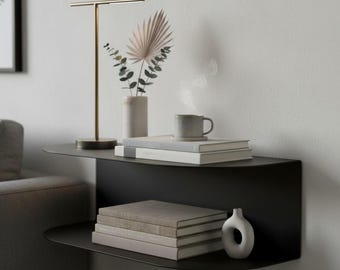 Modern Floating Bedside Shelf - Adjustable Metal Nightstand