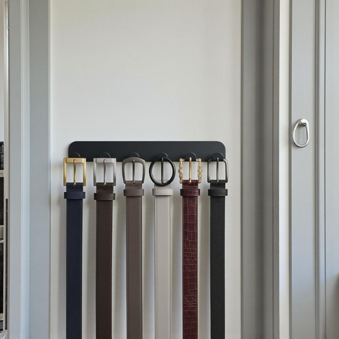 Metal Belt Storage Rack for Closet, Wall Belt Holder Bar, Hanging Belt ...