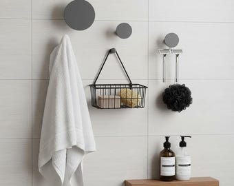 Crochets muraux ronds en métal pour salle de bain - Cintres minimalistes pour serviettes et peignoirs