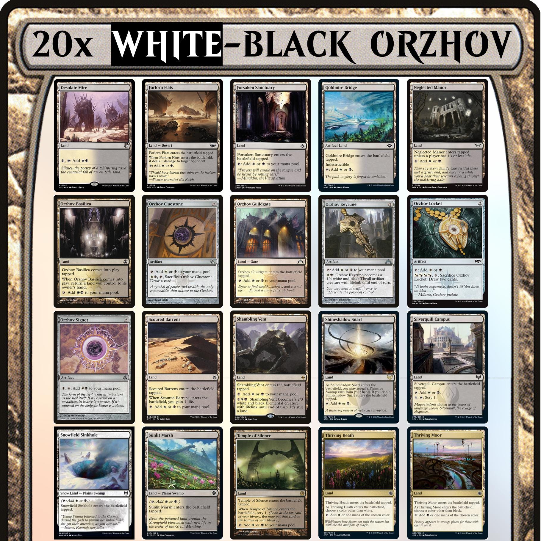 MTG White Black Commander Starter Kit - 20 Cards - ORZHOV Bundle
