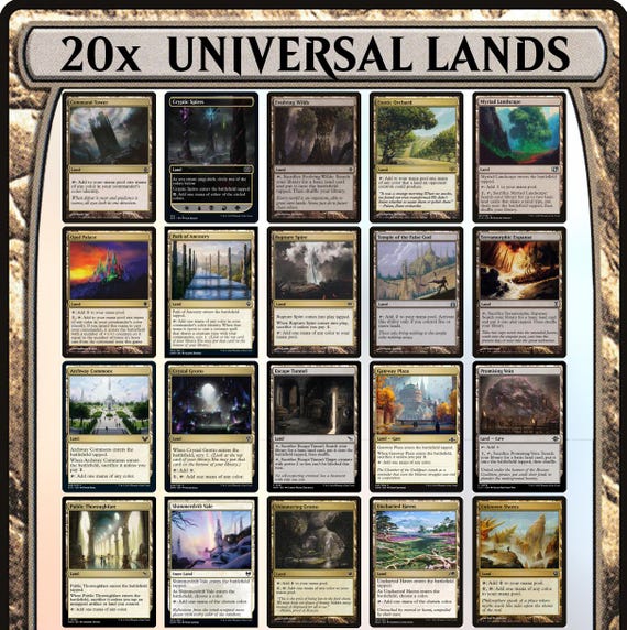 20x UNIVERSAL Land Bundle Staple Cards for Commander MTG Magic the  Gathering EDH
