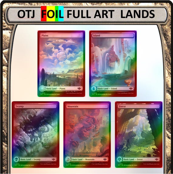 5x FOIL Full Art Basic Lands - Outlaws at Thunder Junction OTJ MTG