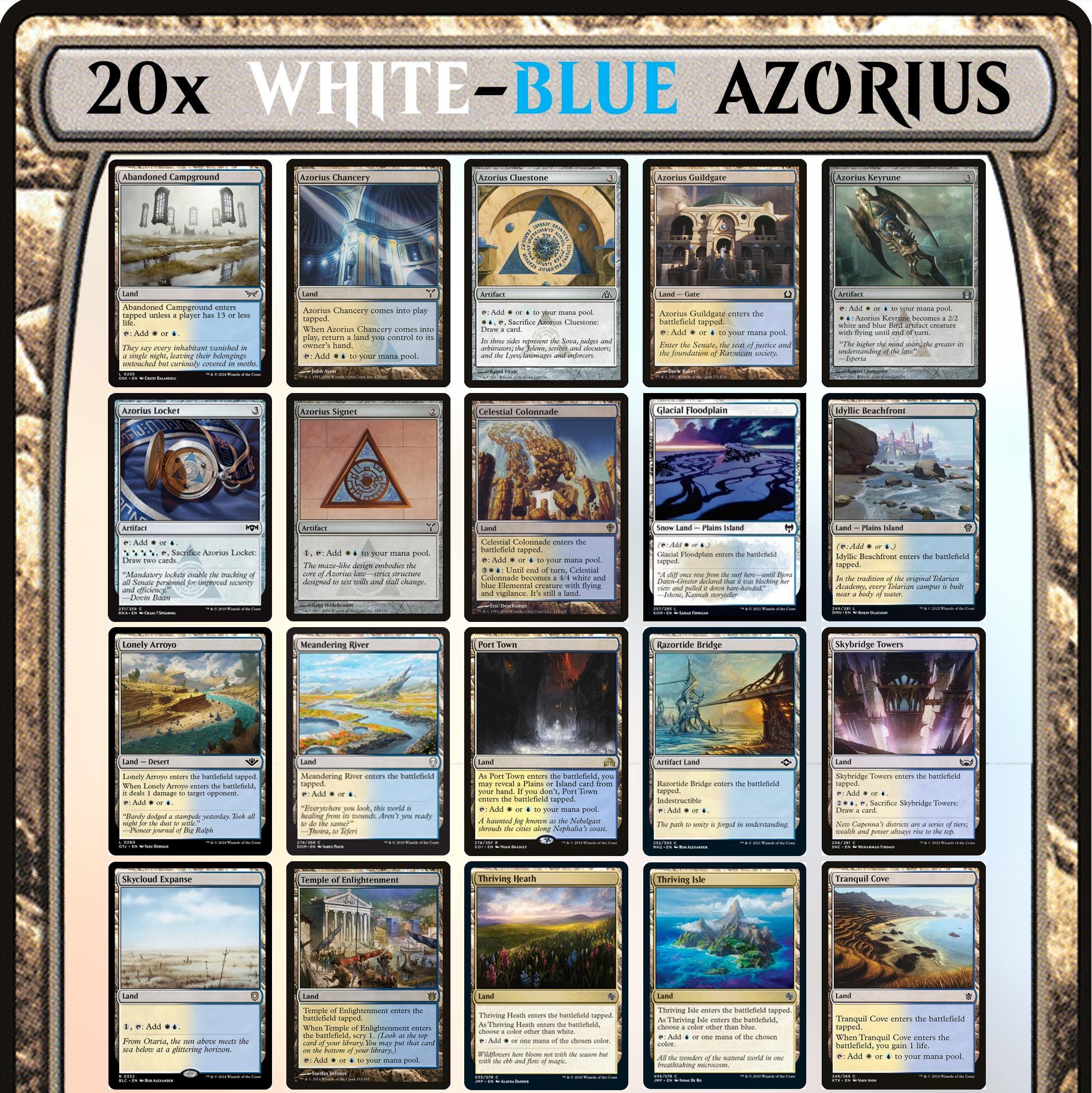MTG White Blue Commander Starter Kit - 20 Cards - Azorius Bundle