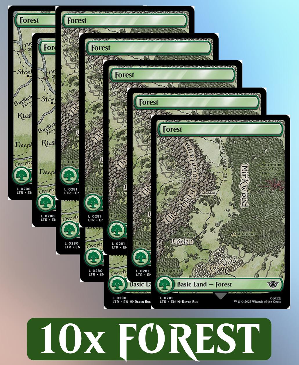 10x Magic MTG Full Art Basic Land Set – The Lord Of The Rings: Tales Of Middle-earth