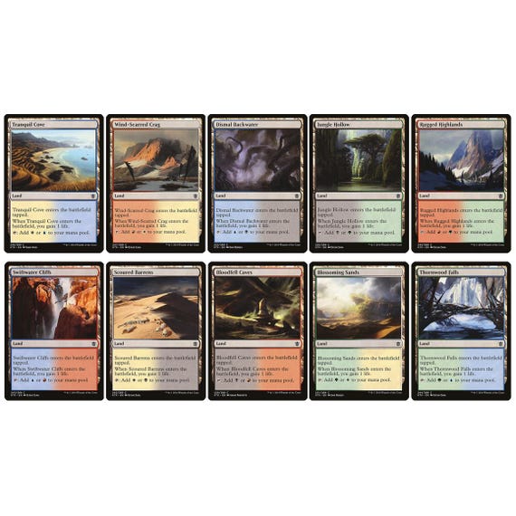 land cards mtg Set of All 10 Trilands Magic: the Gathering MTG Commander EDH Tri-land –  CommanderComplete main image 0