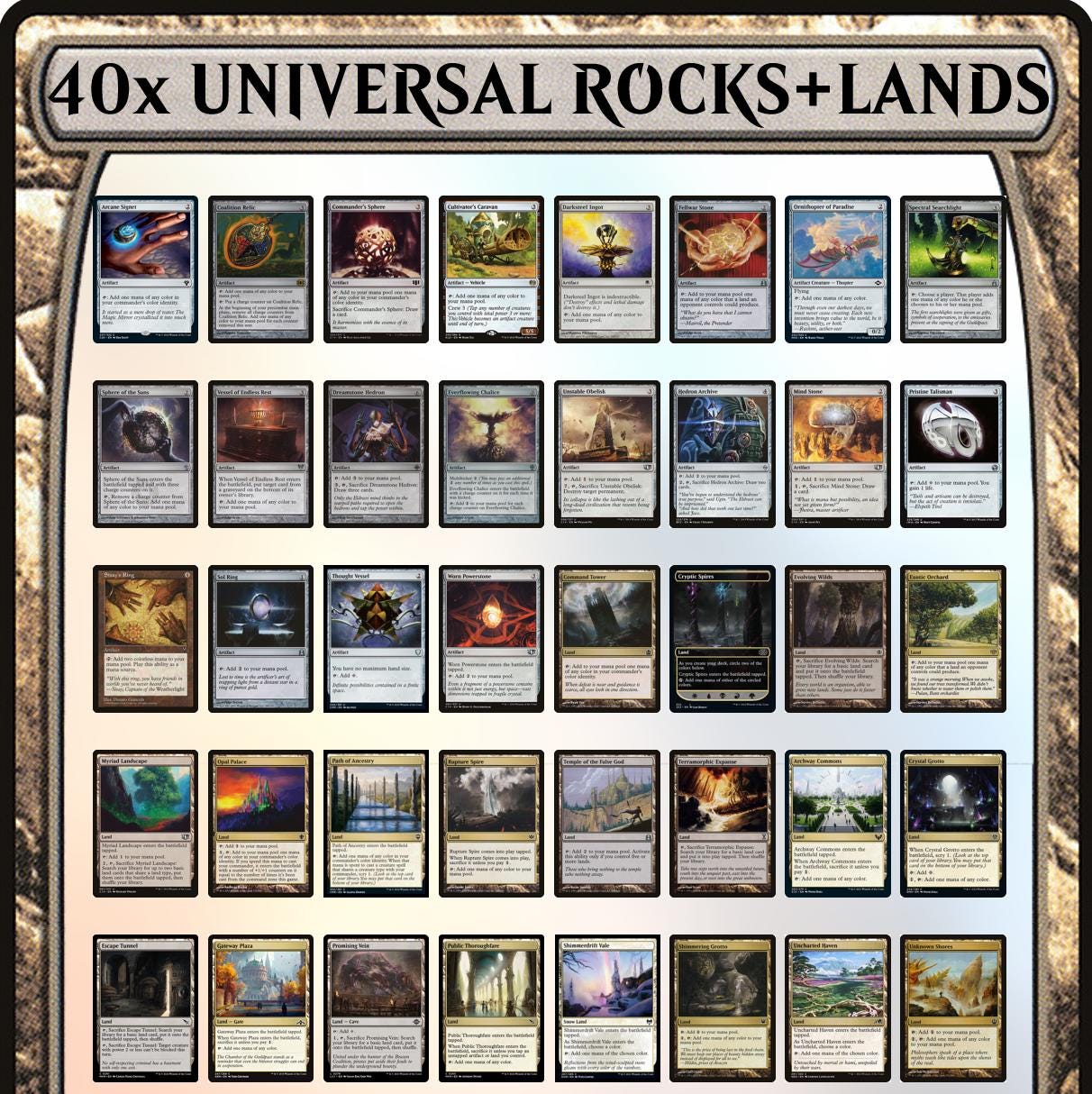 40x ULTIMATE Commander Bundle Staple Lands & Artifacts for MTG