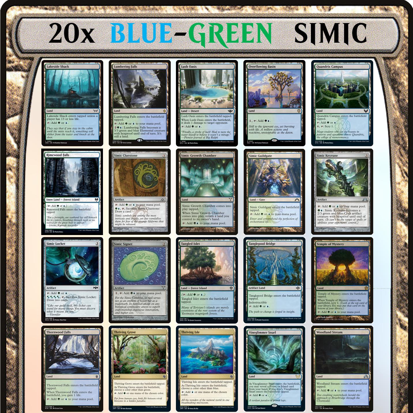 MTG Blue Green Commander Starter Kit - 20 Cards - Simic Bundle