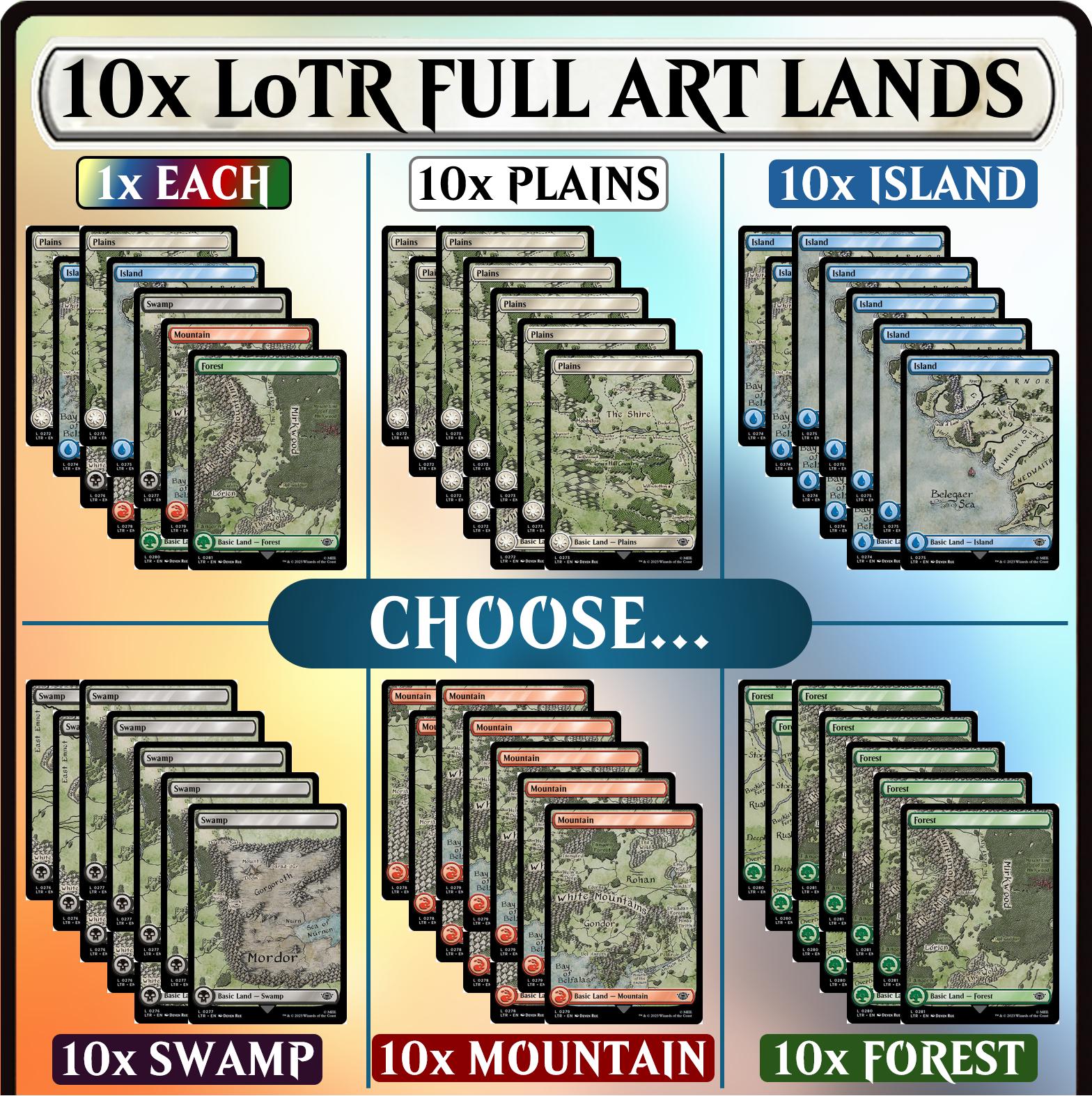 10x Lord of the Rings Tales of Middle Earth Full Art Basic Land Nonfoil MTG Magic the Gathering - Etsy 10x Lord of the Rings Tales of Middle Earth Full Art Basic Land Nonfoil MTG Magic the Gathering - Etsy