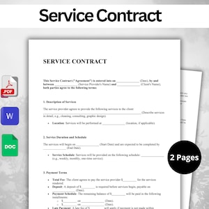 Editable Service Contract Template - PDF | Word | A4 & US Letter Size