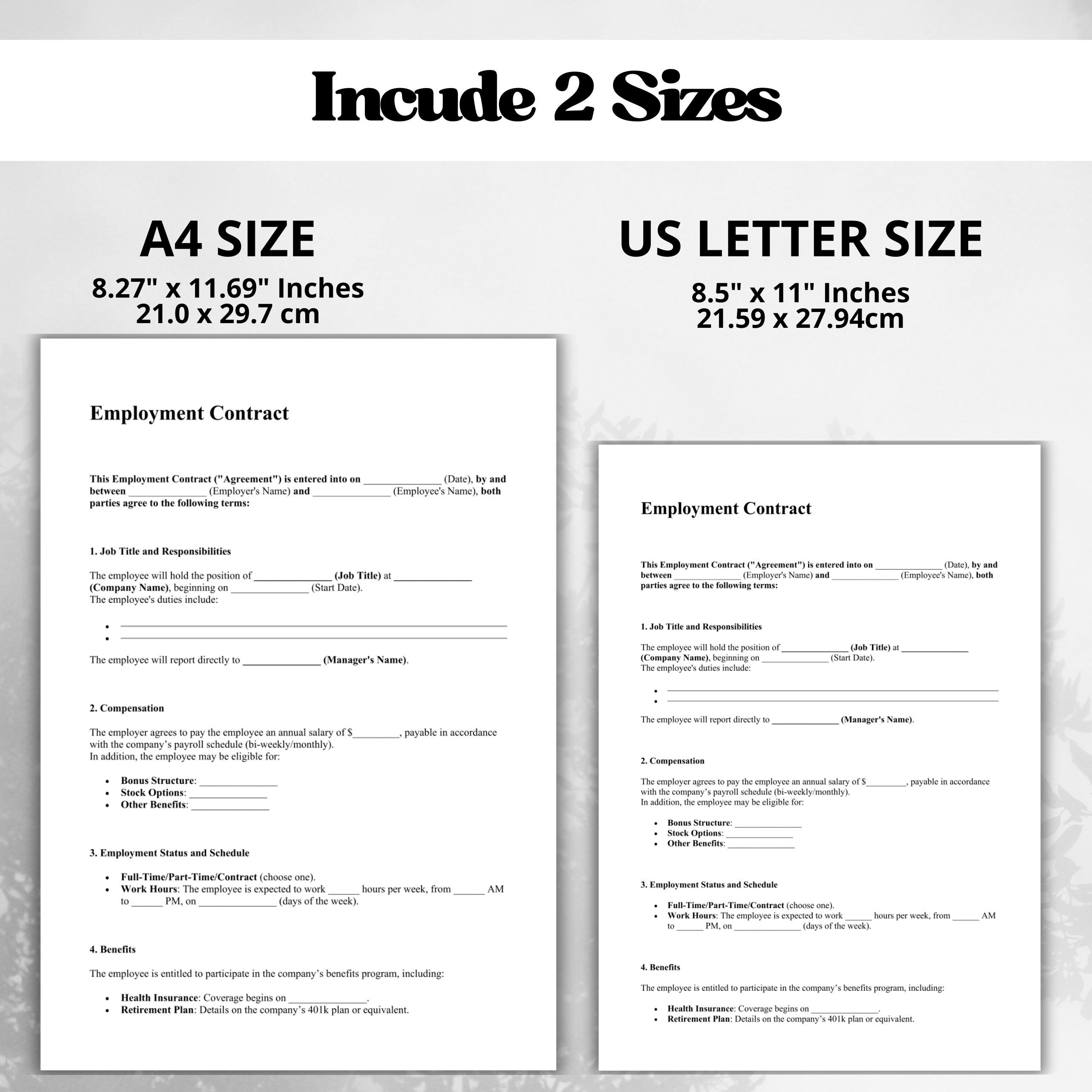 Professional Employment Contract Template – Word, PDF, Google Docs - Etsy