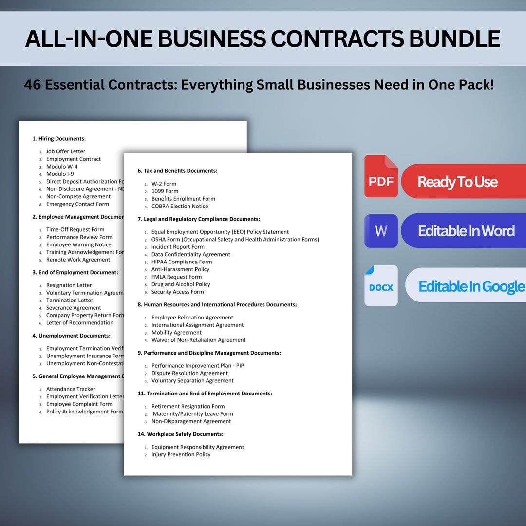 Small Business Forms – 46 Editable Legal Templates | Word, PDF, Google ...