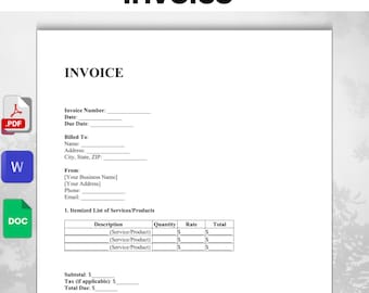 編集可能な請求書テンプレート - PDF | Word | A4 および US レター サイズ