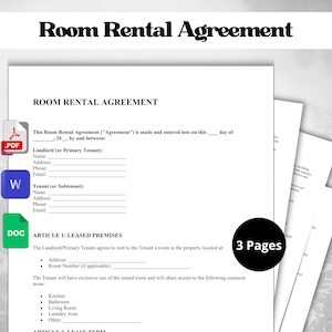Printable Room Rental Agreement Template. Editable Room Tenancy Agreement. Rent Room. Roommate Room Rental Agreement. Room Rental Contract