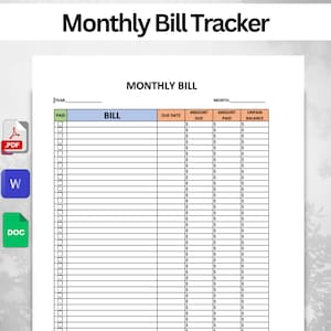 Editable Monthly Bill Tracker. Bill Payment Checklist Tracker. Printable Bill Pay Organizer. Bill Payment Tracker. Bills Checklist.