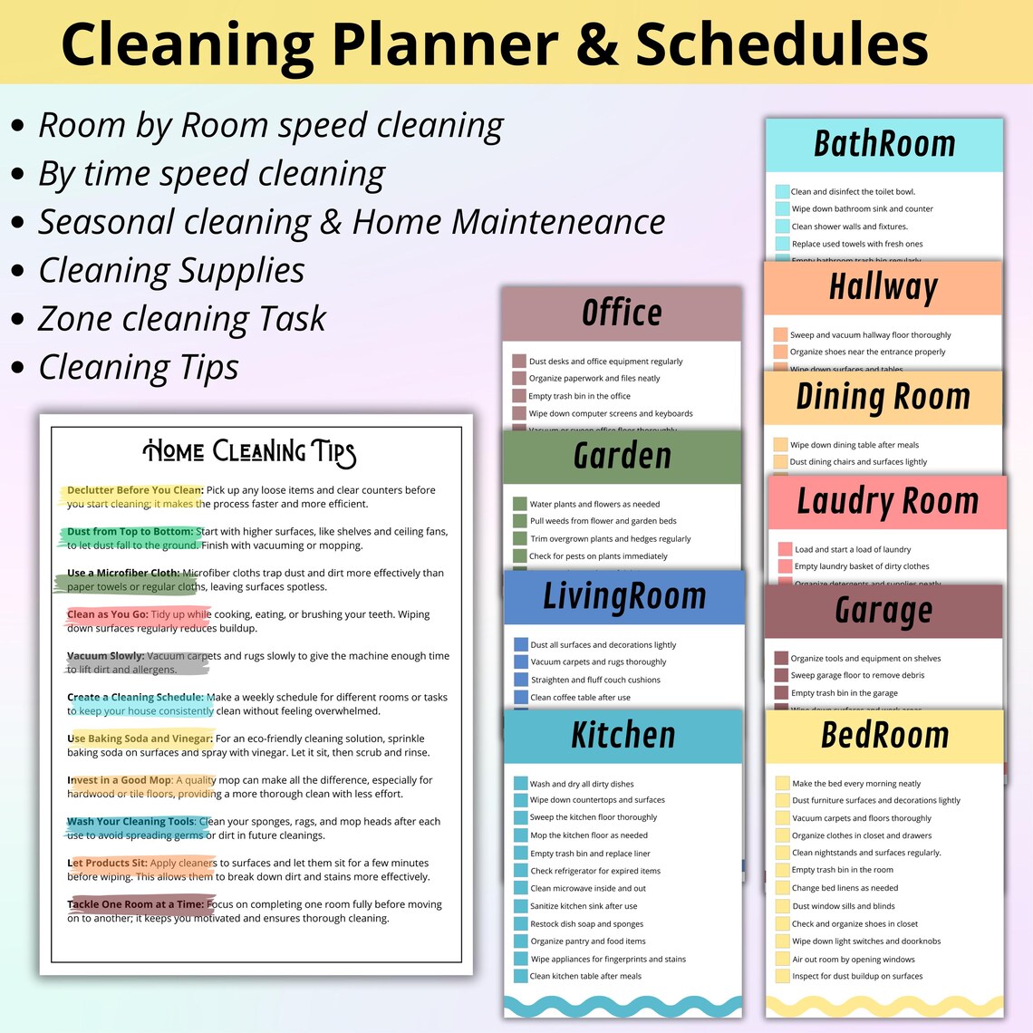 Image showcasing ADHD Cleaning Planner | Editable Checklist & Organizer (PDF) - Etsy