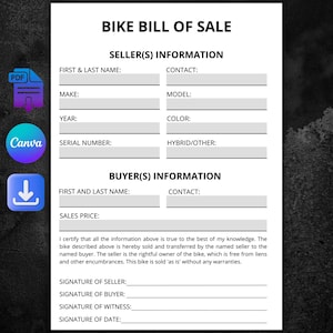 Plantilla editable de factura de compraventa de bicicletas (PDF, tamaño A4 y carta de EE. UU.)