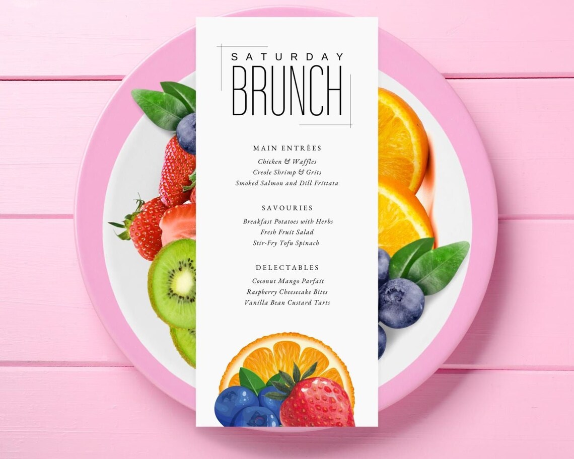 Editable Brunch Menu Template, Food Menu Template, Shower Brunch Menu ...