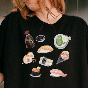 Camiseta Sushi Watercolor Tableau Sushi Lover Camiseta japonesa Foodie Fãs de Sushi Presente para amantes da comida Foodie Print Comfort Colors®