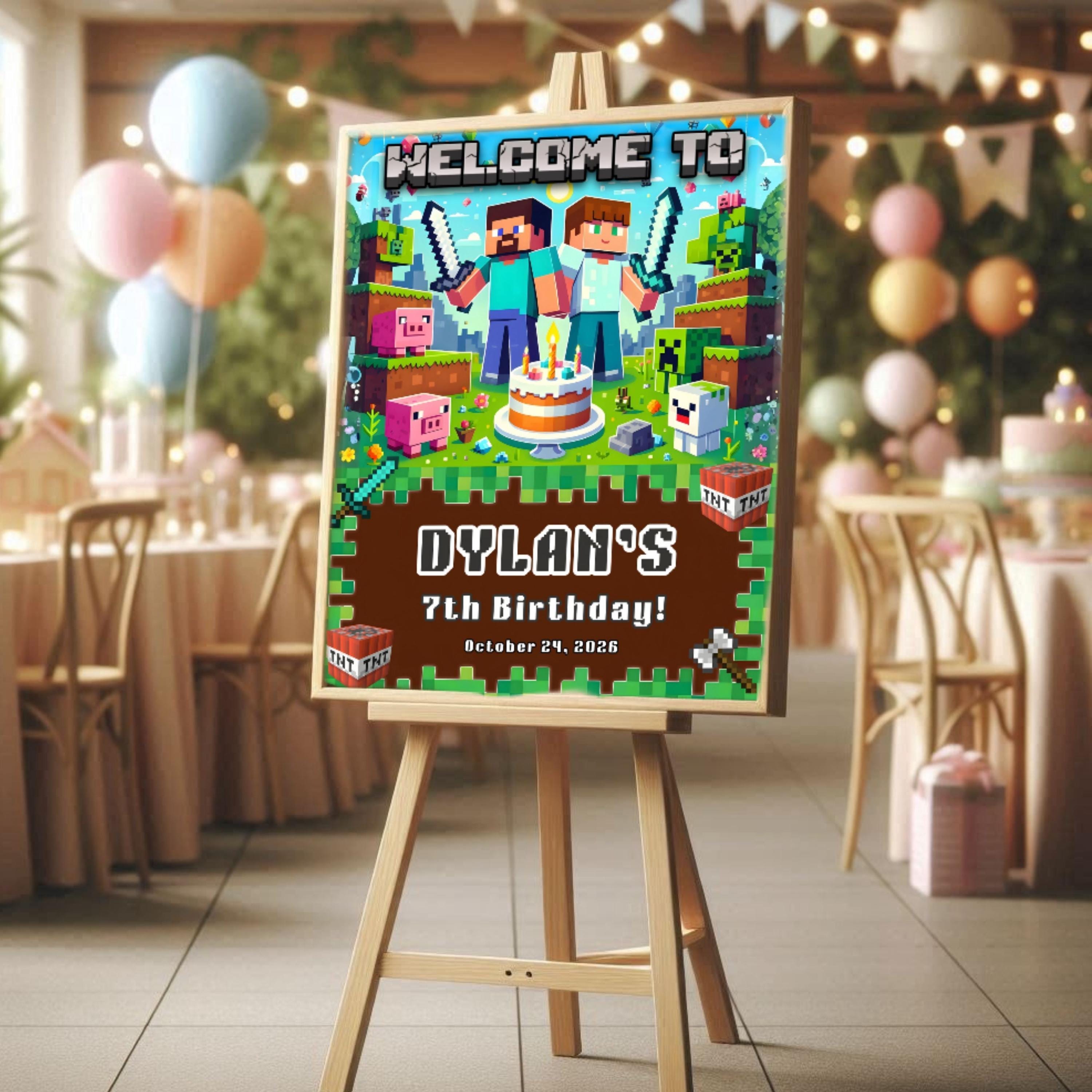 Welcome Pixel Sign Pixel Block Welcome Sign, Birthday Sign, Birthday Welcome Sign ...